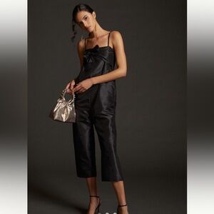Anthropologie Hutch Satin Bow Tie Jumpsuit